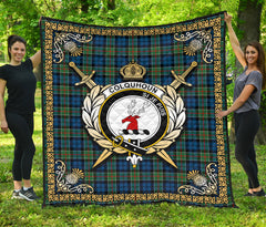 Colquhoun Ancient Tartan Crest Premium Quilt - Celtic Thistle Style