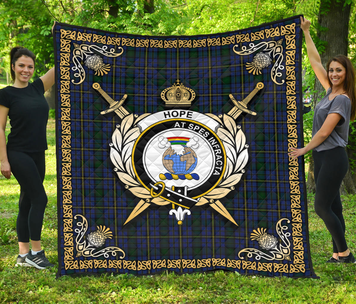 Hope Tartan Crest Premium Quilt - Celtic Thistle Style