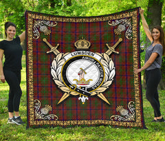 Lumsden Tartan Crest Premium Quilt - Celtic Thistle Style