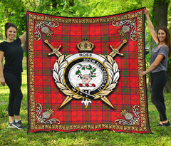 Ross Modern Tartan Crest Premium Quilt - Celtic Thistle Style