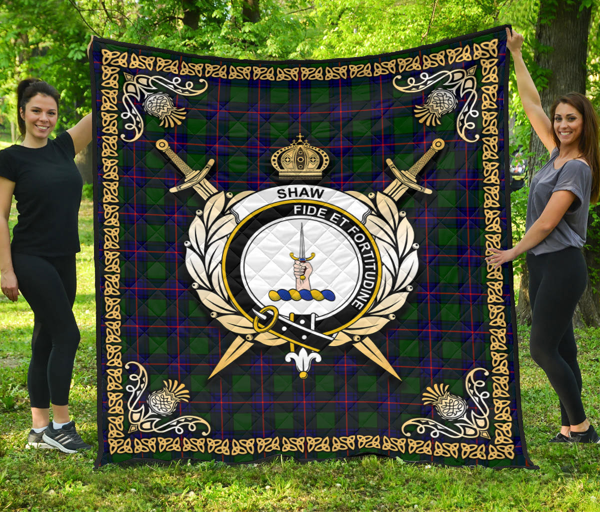 Shaw Modern Tartan Crest Premium Quilt - Celtic Thistle Style