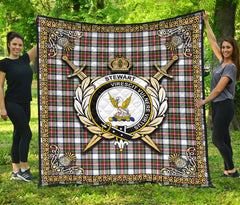 Stewart Dress Modern Tartan Crest Premium Quilt - Celtic Thistle Style