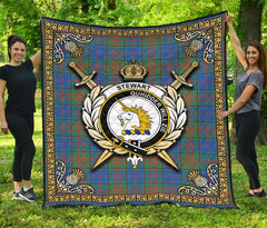 Stewart of Appin Hunting Ancient Tartan Crest Premium Quilt - Celtic Thistle Style