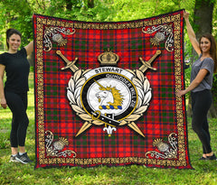 Stewart of Appin Modern Tartan Crest Premium Quilt - Celtic Thistle Style