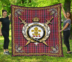 Udny Tartan Crest Premium Quilt - Celtic Thistle Style