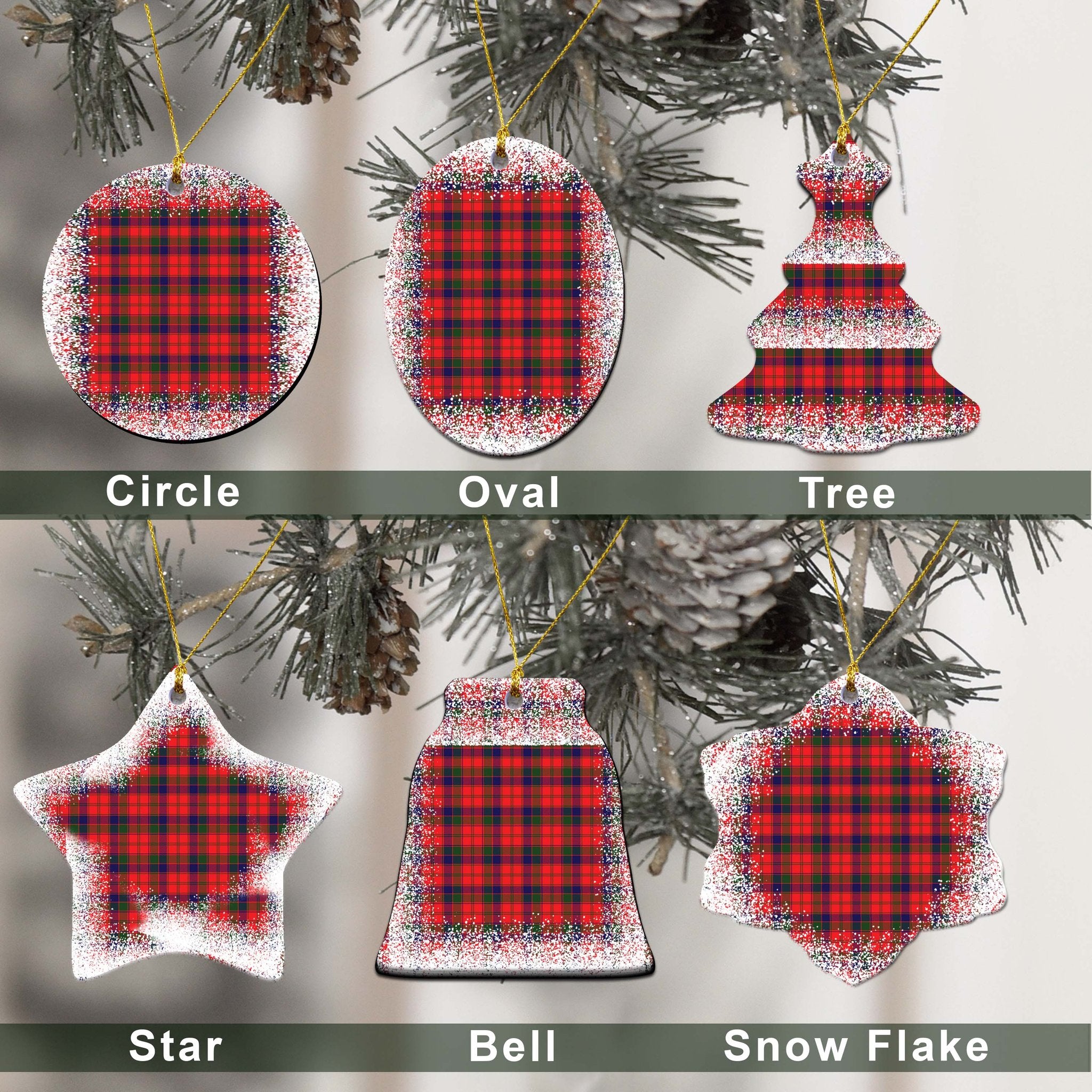 Robertson Tartan Christmas Ceramic Ornament - Snow Style