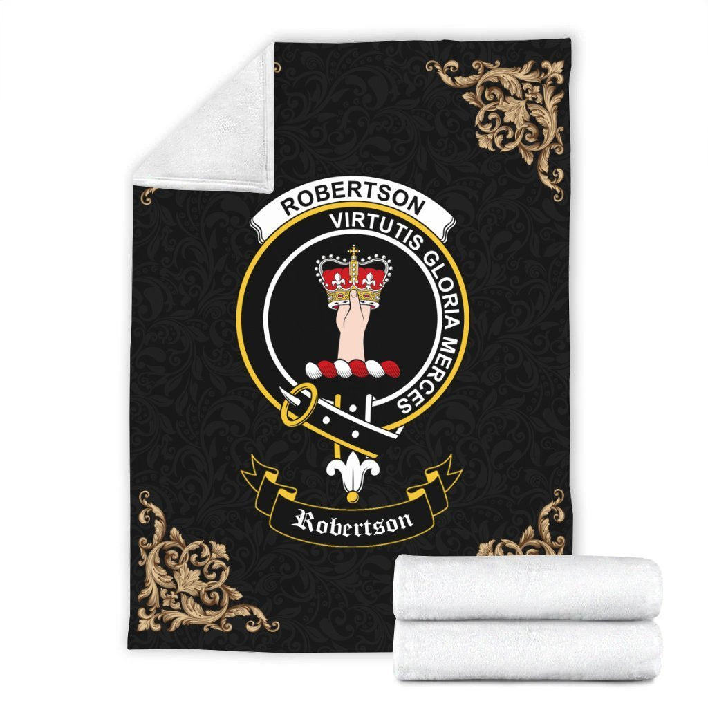 Robertson Crest Tartan Premium Blanket Black