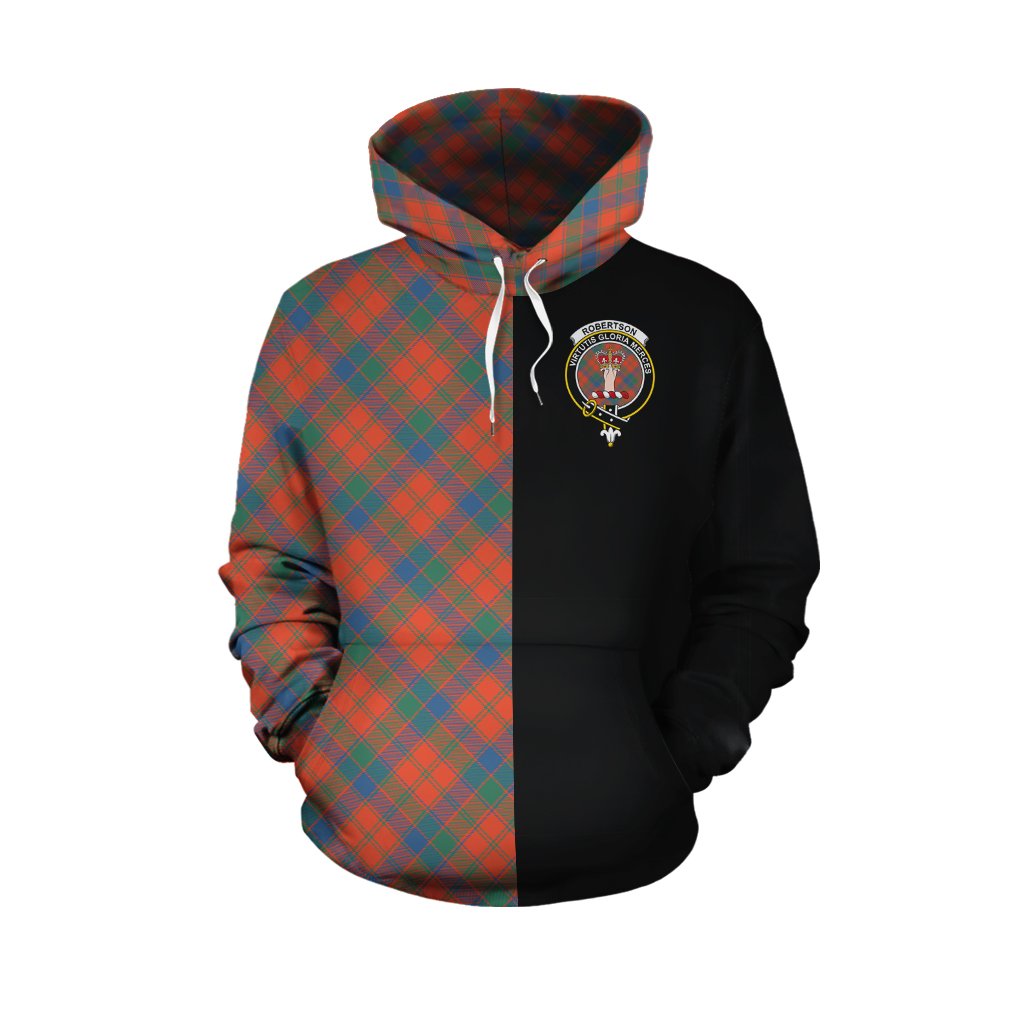 Robertson Ancient Tartan Hoodie Half of Me - Cross Style