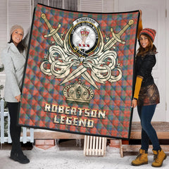 Robertson Ancient Tartan Crest Legend Gold Royal Premium Quilt