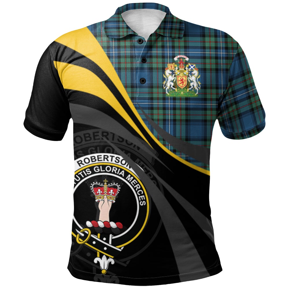 Robertson Hunting Ancient Tartan Polo Shirt - Royal Coat Of Arms Style