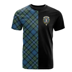 Robertson Hunting Ancient Tartan T-Shirt Half of Me - Cross Style
