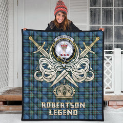 Robertson Hunting Ancient Tartan Crest Legend Gold Royal Premium Quilt