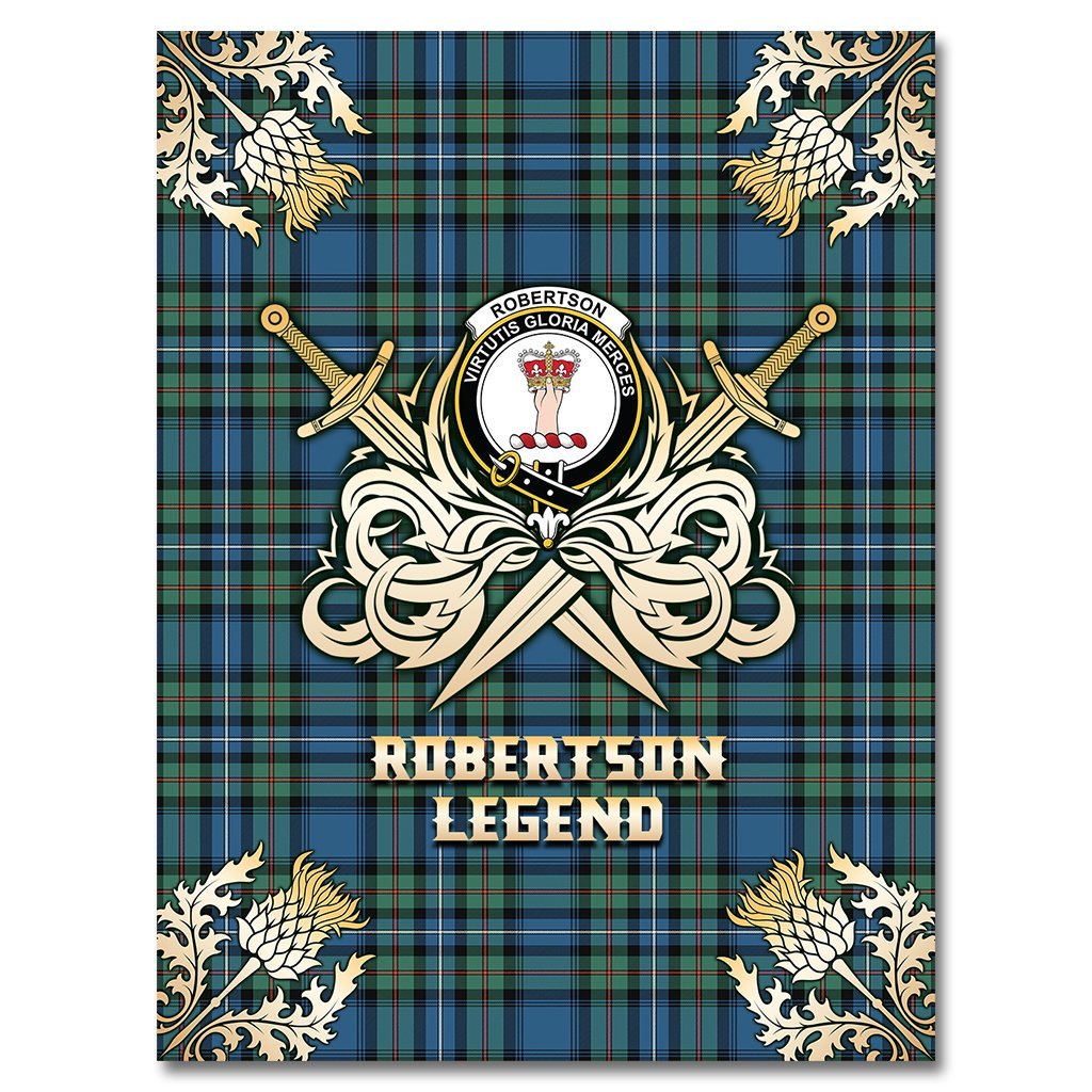 Robertson Hunting Ancient Tartan Gold Courage Symbol Blanket