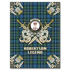 Robertson Hunting Ancient Tartan Gold Courage Symbol Blanket