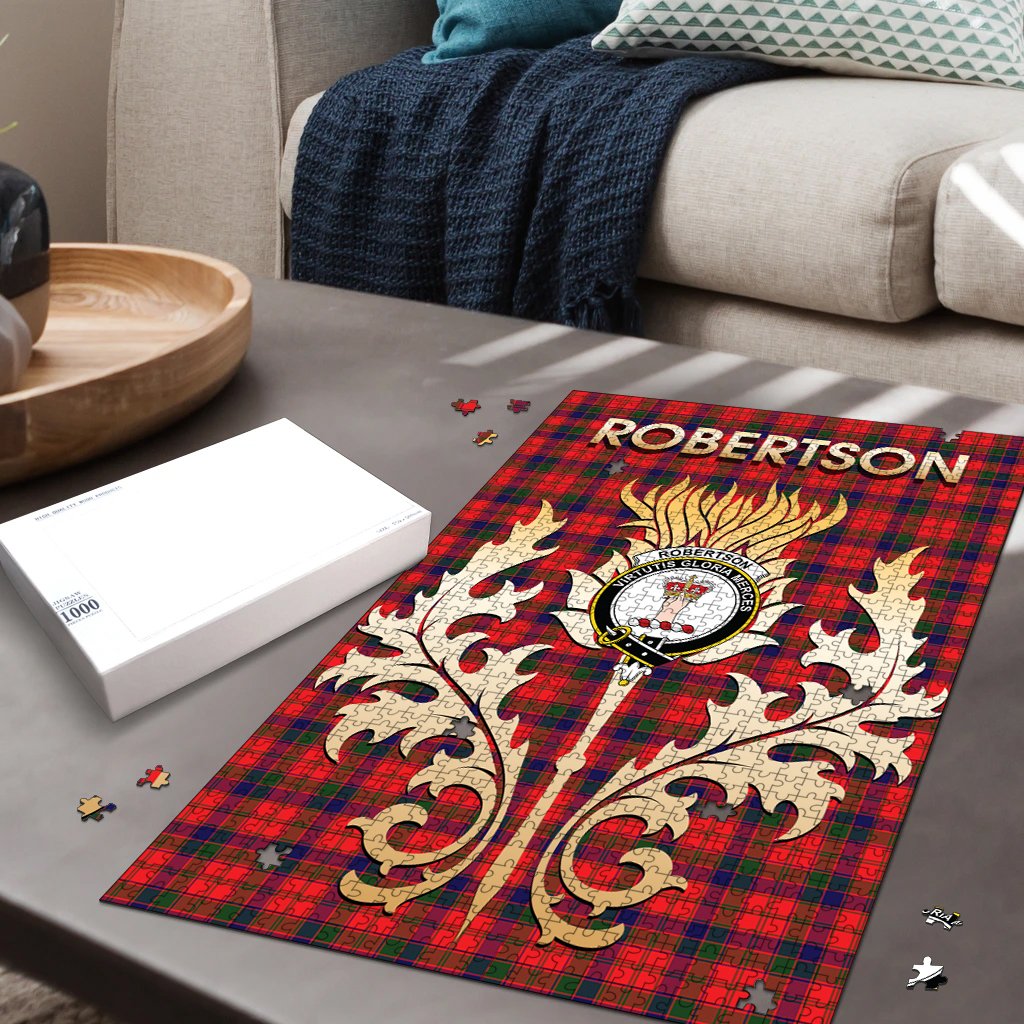 Robertson Modern Tartan Crest Thistle Jigsaw Puzzles