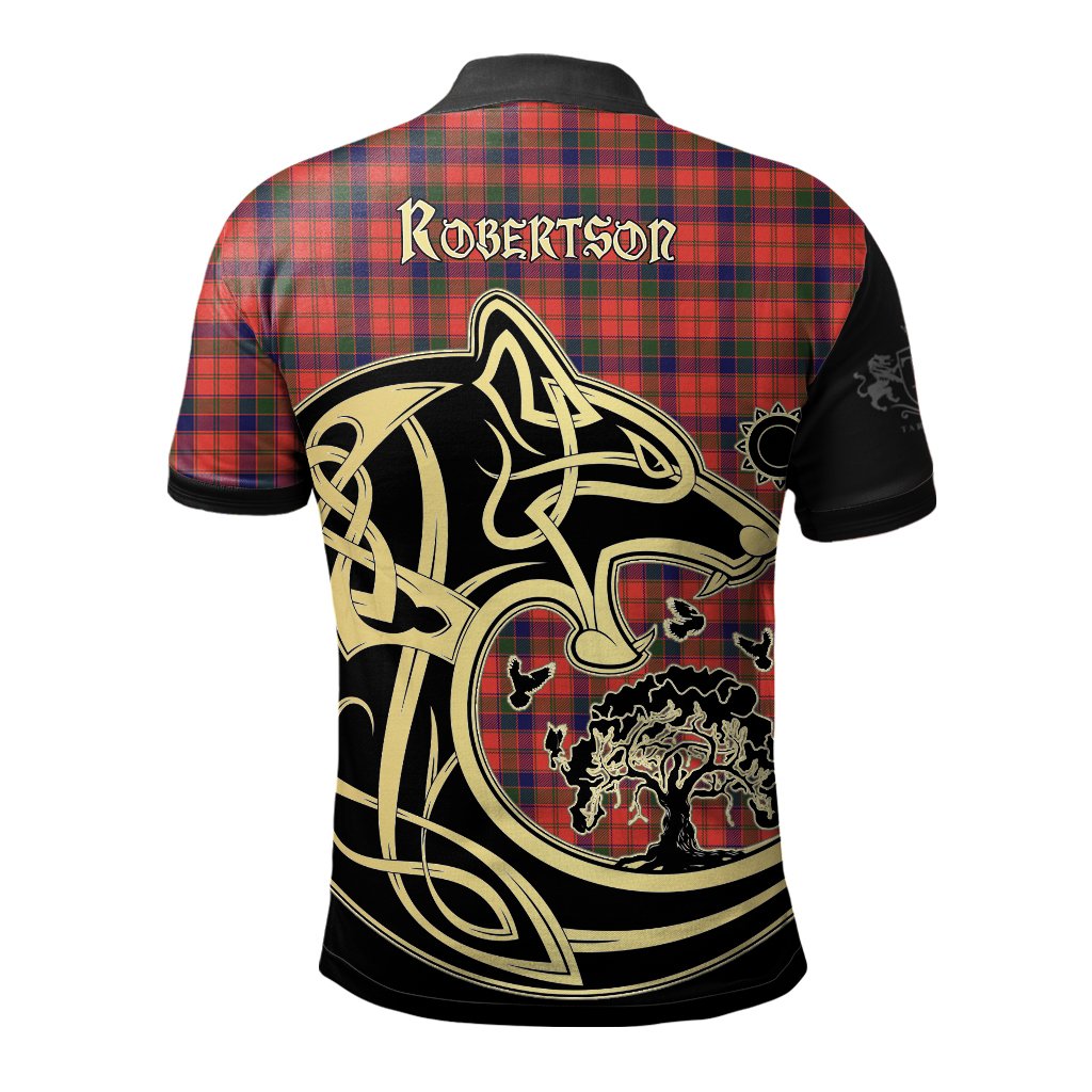 Robertson Modern Tartan Polo Shirt Viking Wolf