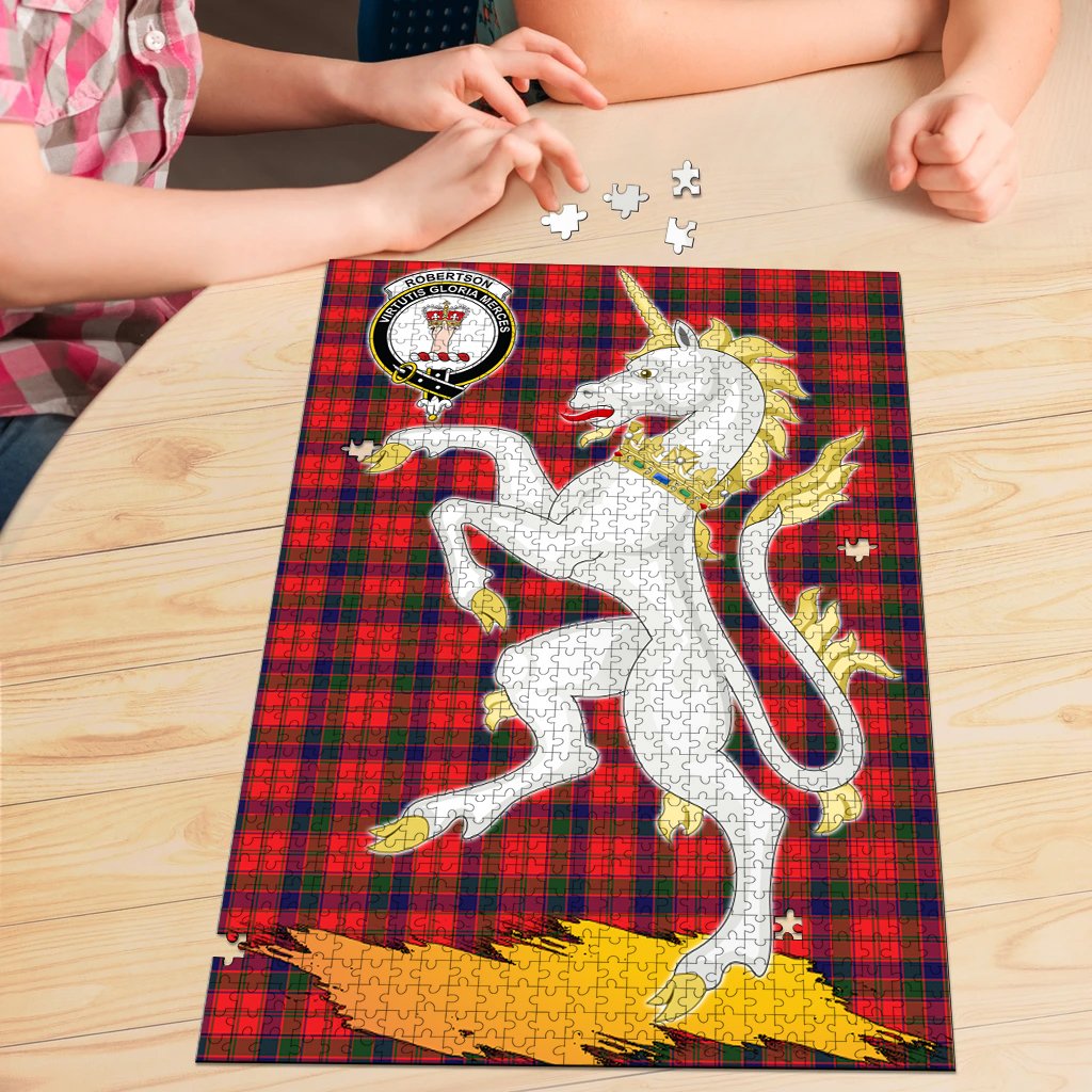 Robertson Modern Tartan Crest Unicorn Scotland Jigsaw Puzzles