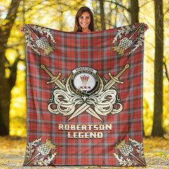 Robertson Weathered Tartan Gold Courage Symbol Blanket