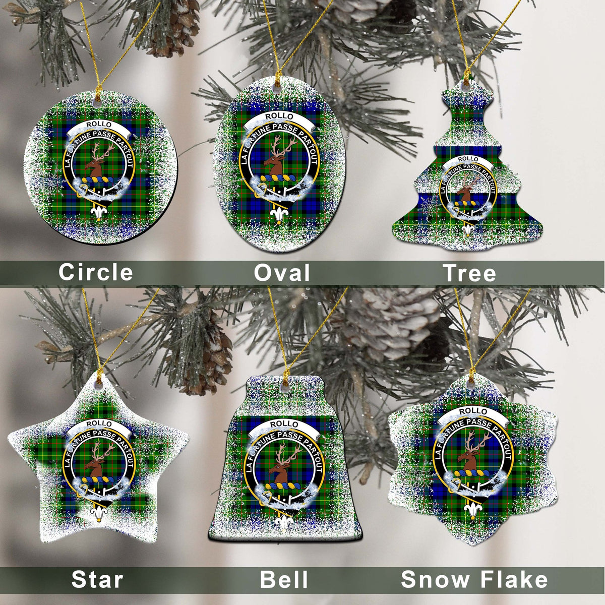 Rollo Tartan Christmas Ceramic Ornament - Snow Style