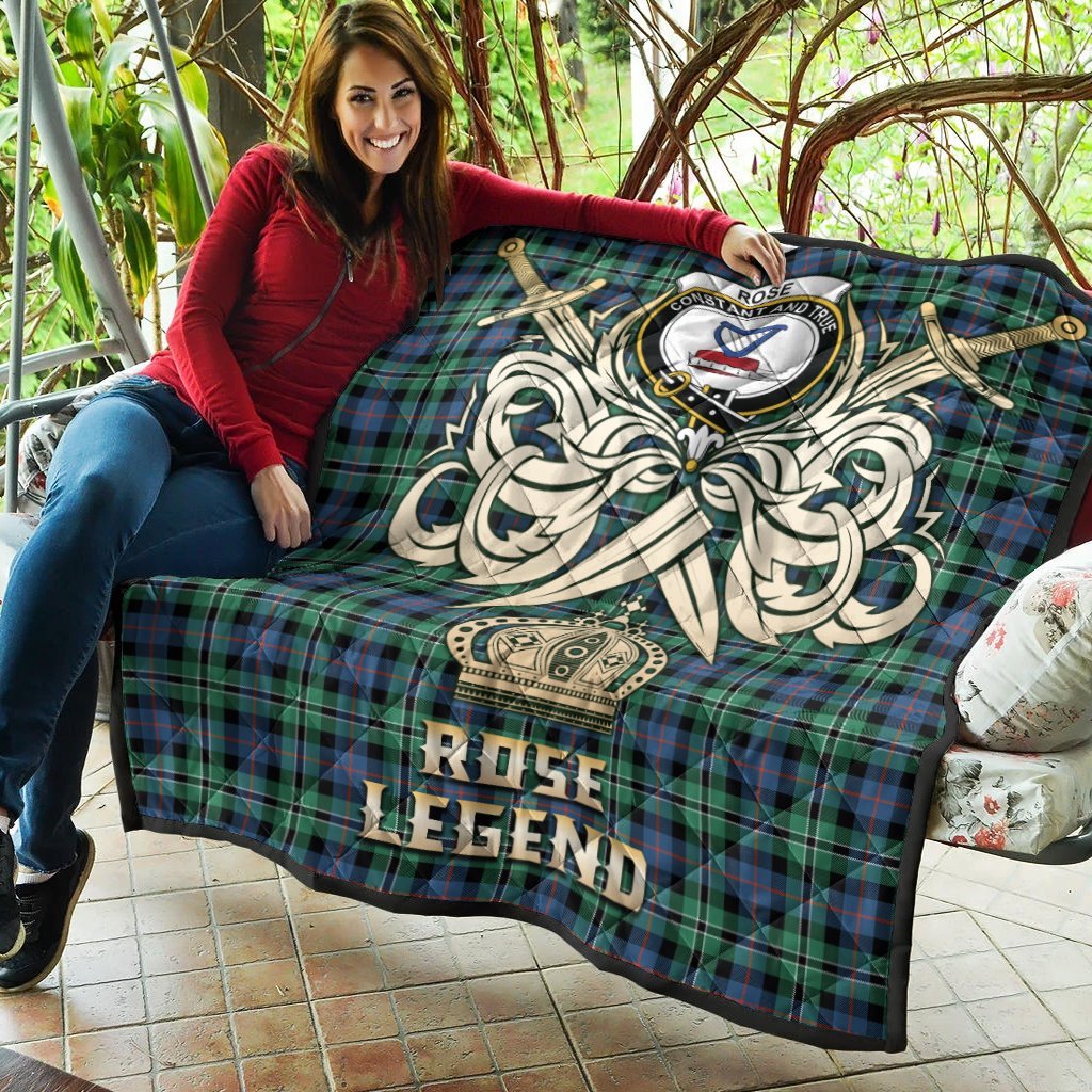 Rose Hunting Ancient Tartan Crest Legend Gold Royal Premium Quilt