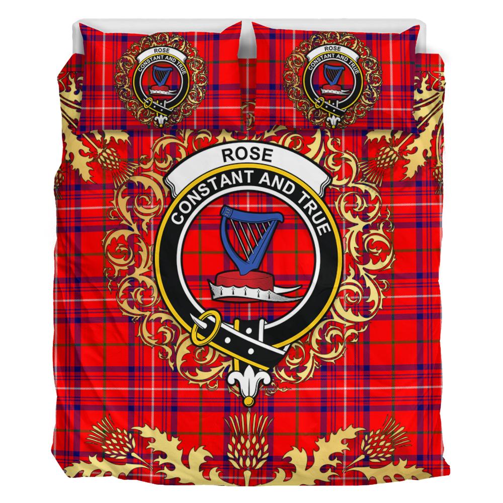 Rose Modern Tartan Crest Bedding Set - Golden Thistle Style