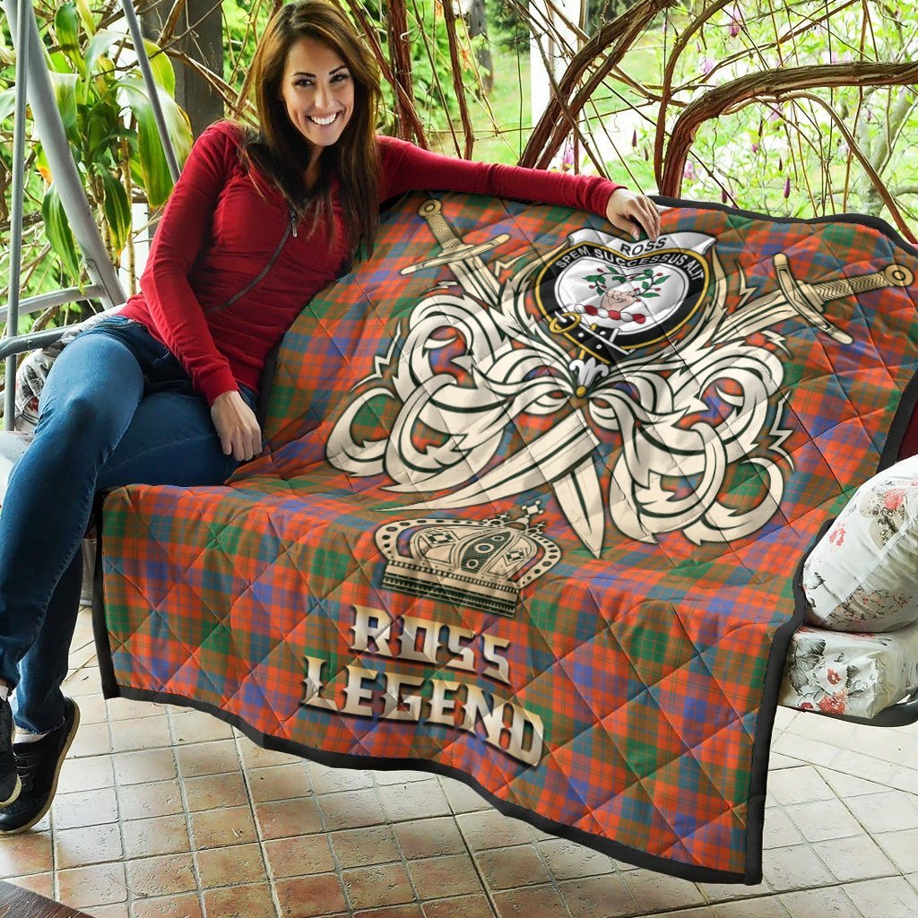 Ross Ancient Tartan Crest Legend Gold Royal Premium Quilt