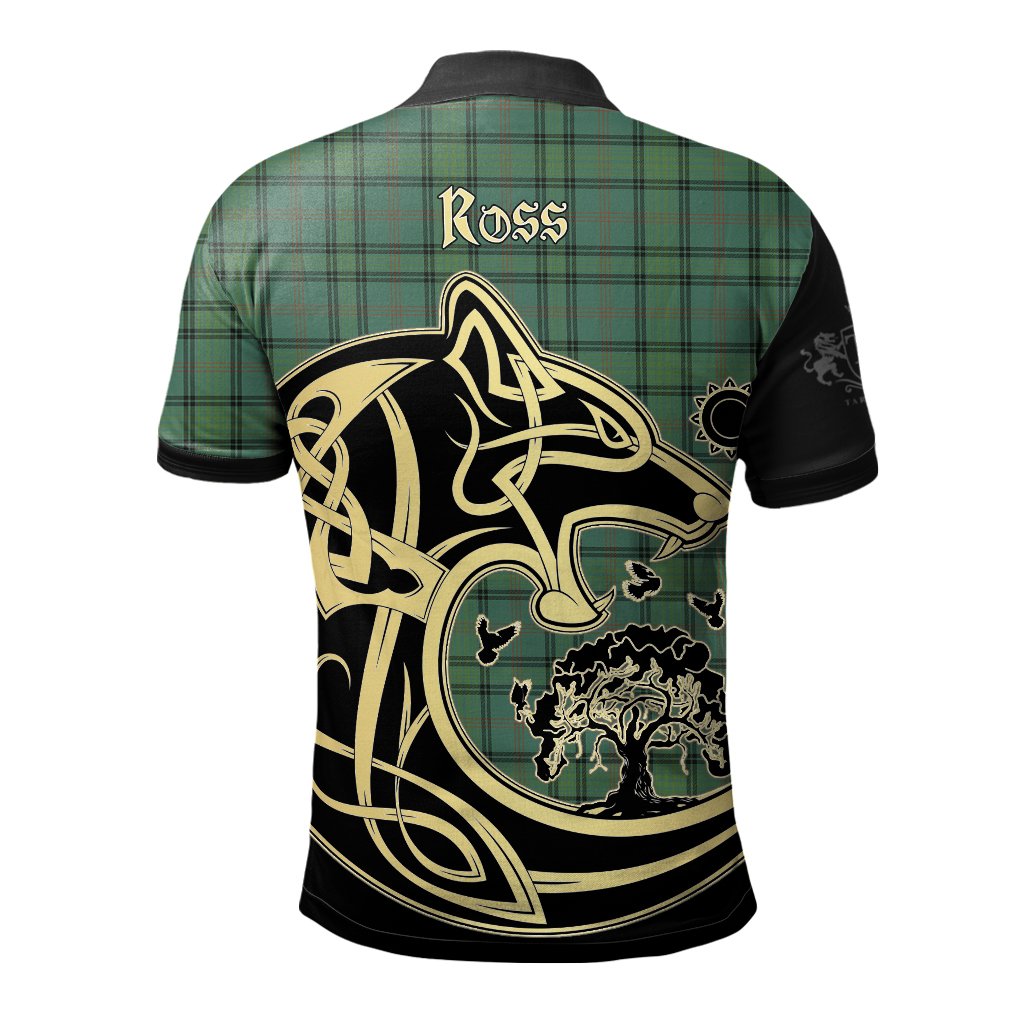 Ross Hunting Ancient Tartan Polo Shirt Viking Wolf