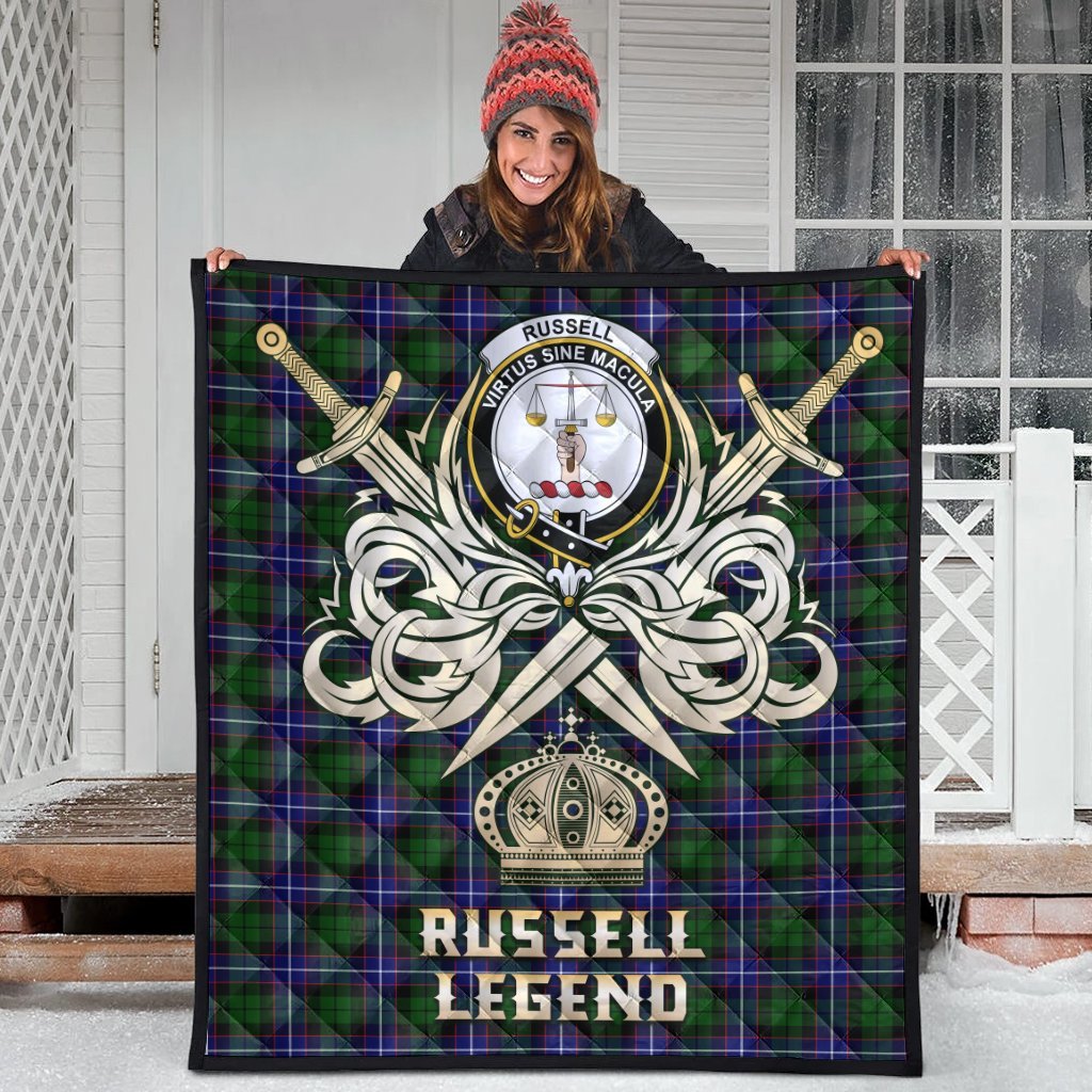 Russell Modern Tartan Crest Legend Gold Royal Premium Quilt