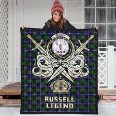 Russell Modern Tartan Crest Legend Gold Royal Premium Quilt