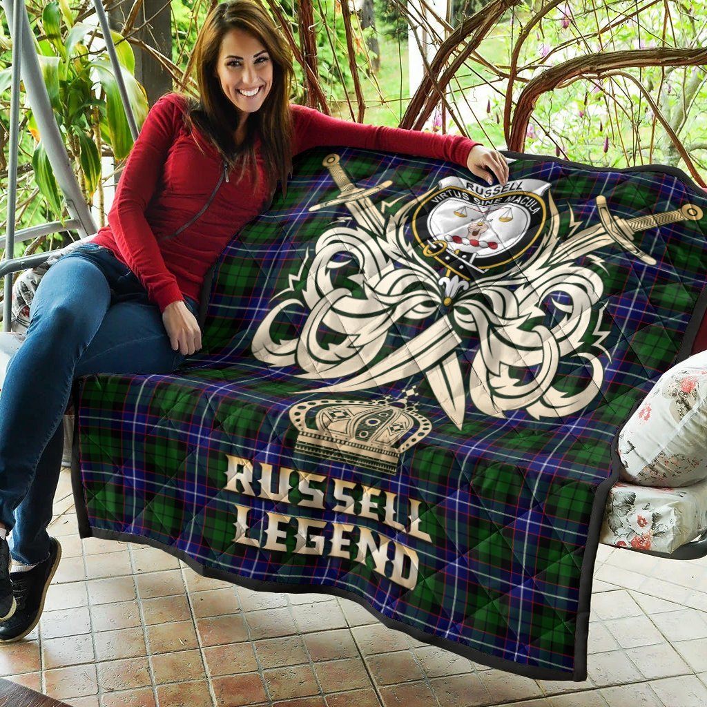 Russell Modern Tartan Crest Legend Gold Royal Premium Quilt