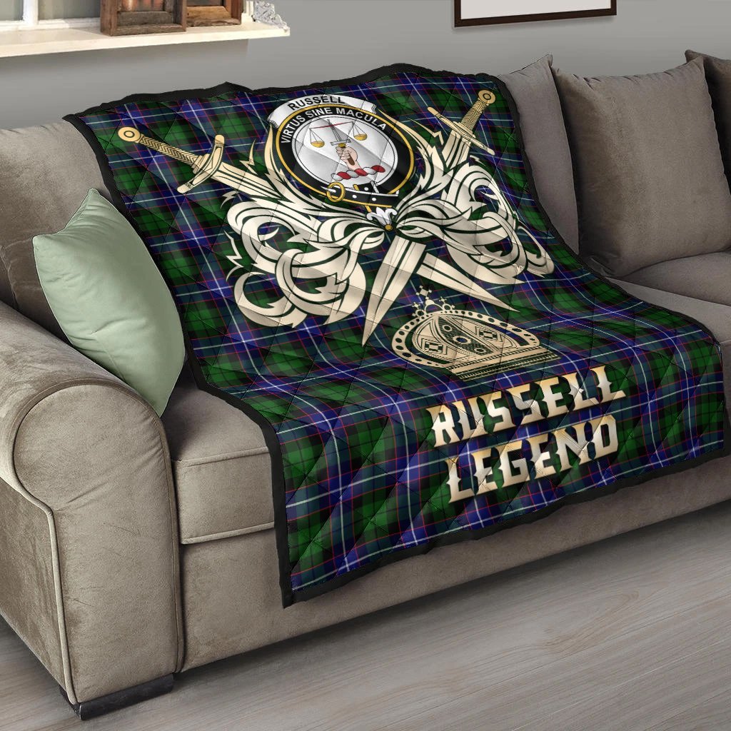 Russell Modern Tartan Crest Legend Gold Royal Premium Quilt