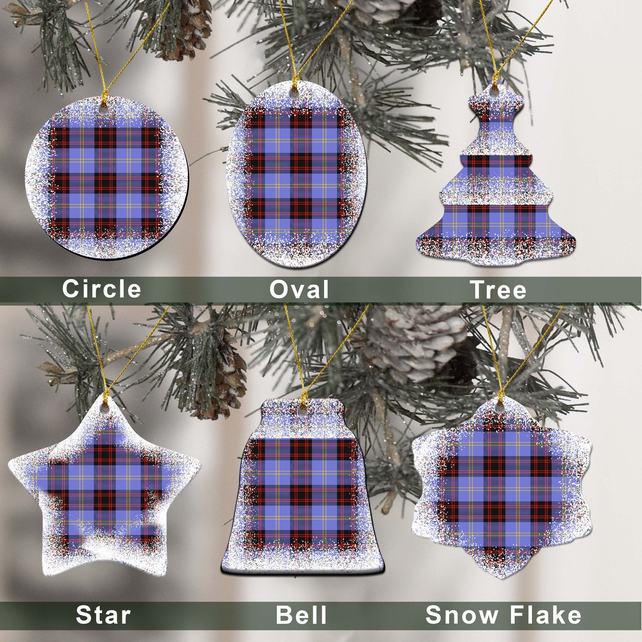 Rutherford Tartan Christmas Ceramic Ornament - Snow Style