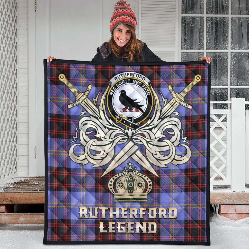 Rutherford Tartan Crest Legend Gold Royal Premium Quilt