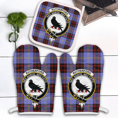 Rutherford Tartan Crest Oven Mitt And Pot Holder (2 Oven Mitts + 1 Pot Holder)