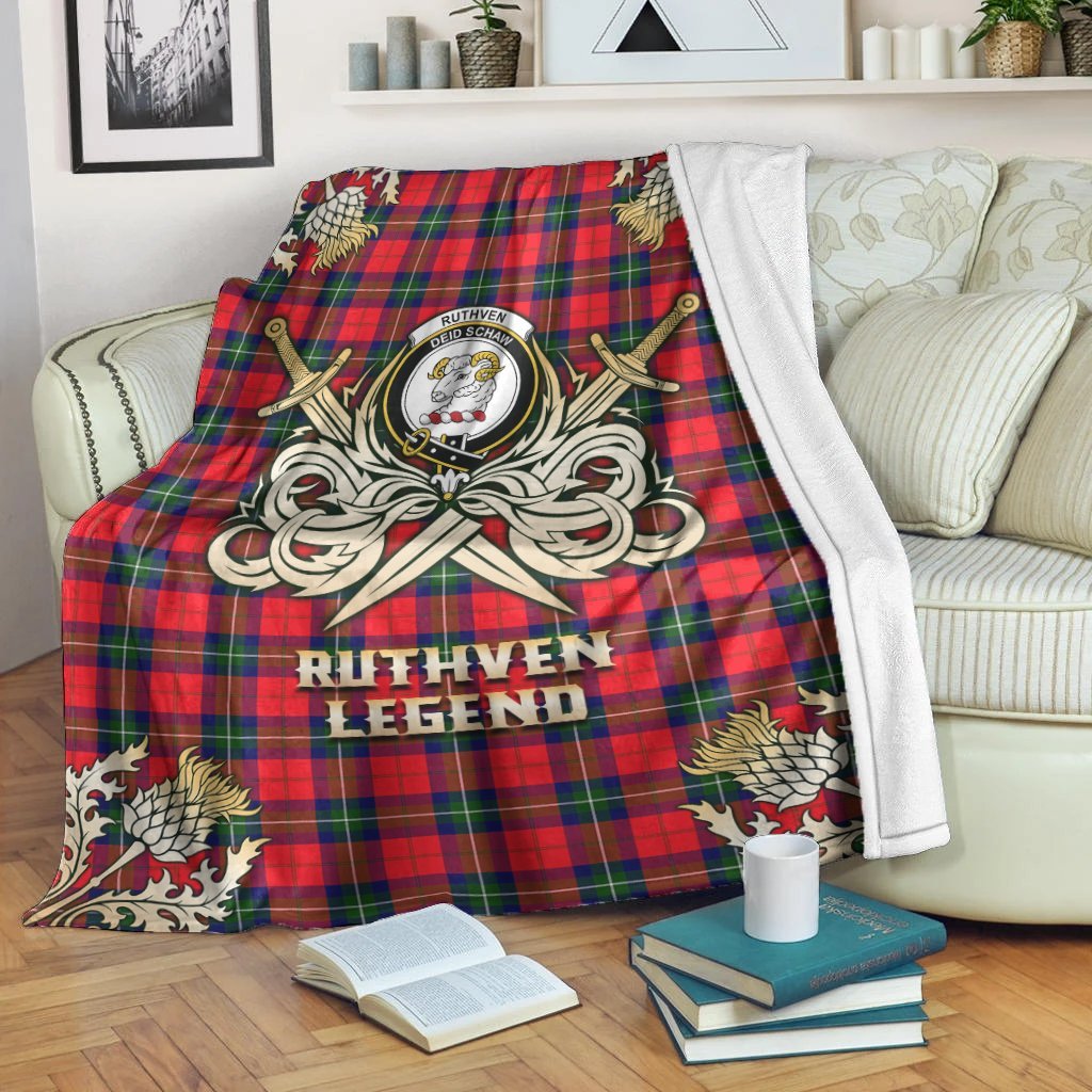 Ruthven Modern Tartan Gold Courage Symbol Blanket