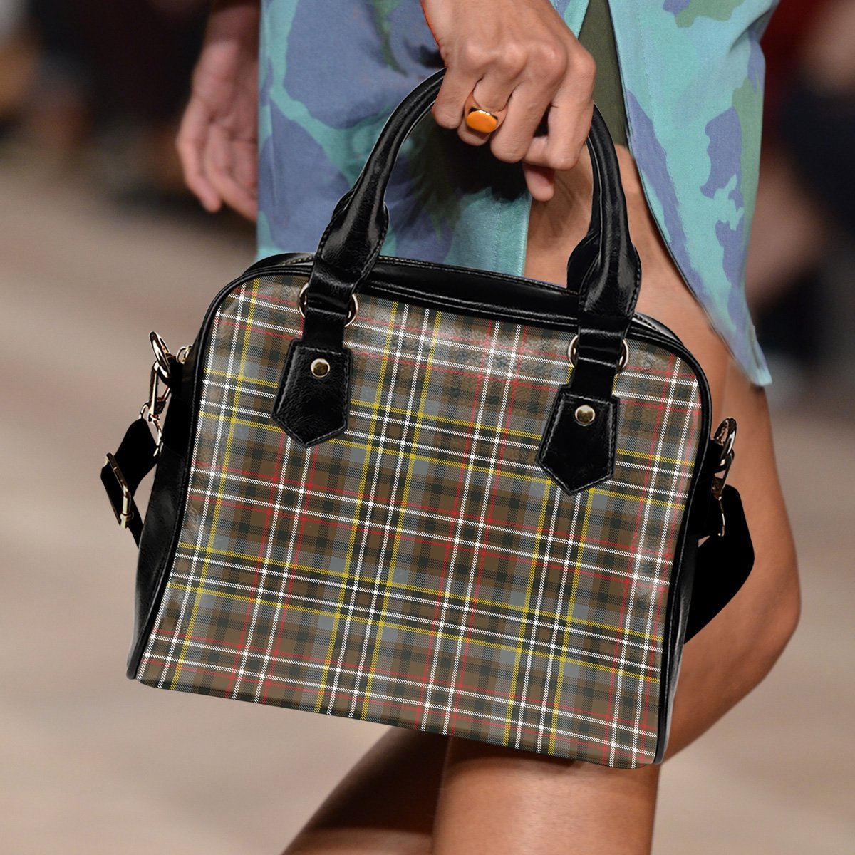 Scott Green Weathered Tartan Shoulder Handbags