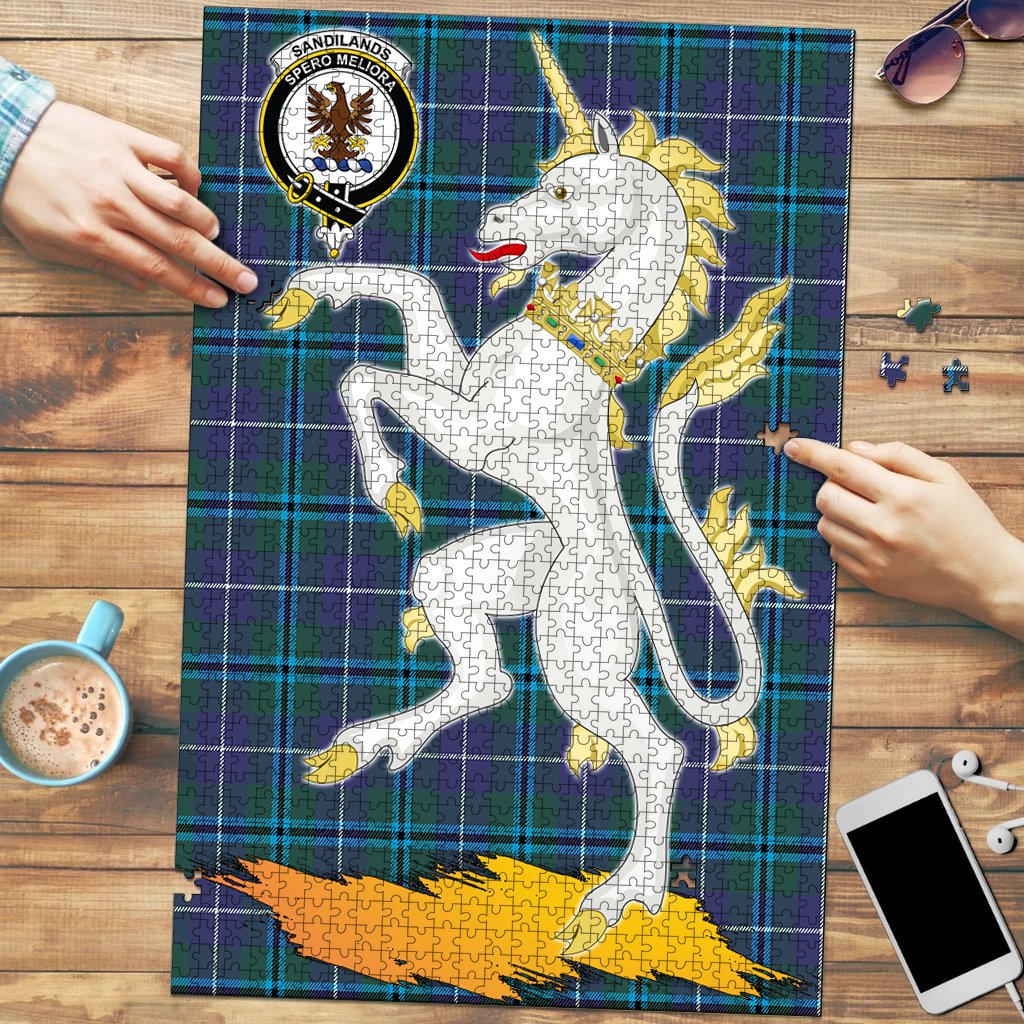 Sandilands Tartan Crest Unicorn Scotland Jigsaw Puzzles