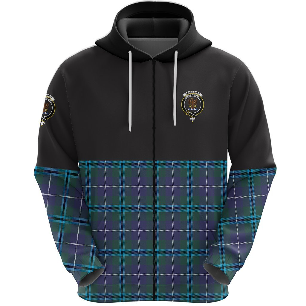 Sandilands Clan Half Of Tartan Zipper Hoodie