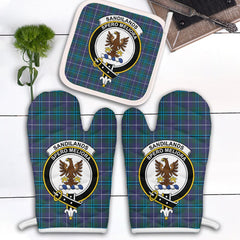 Sandilands Tartan Crest Oven Mitt And Pot Holder (2 Oven Mitts + 1 Pot Holder)