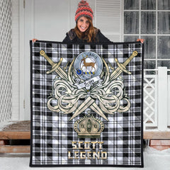 Scott Black White Modern Tartan Crest Legend Gold Royal Premium Quilt