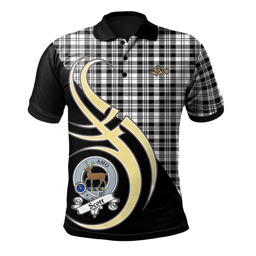 Scott Black White Modern Tartan Polo Shirt - Believe In Me Style