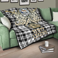 Scott Black White Modern Tartan Crest Legend Gold Royal Premium Quilt