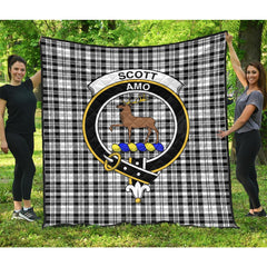Scott Black White Modern Tartan Crest Quilt