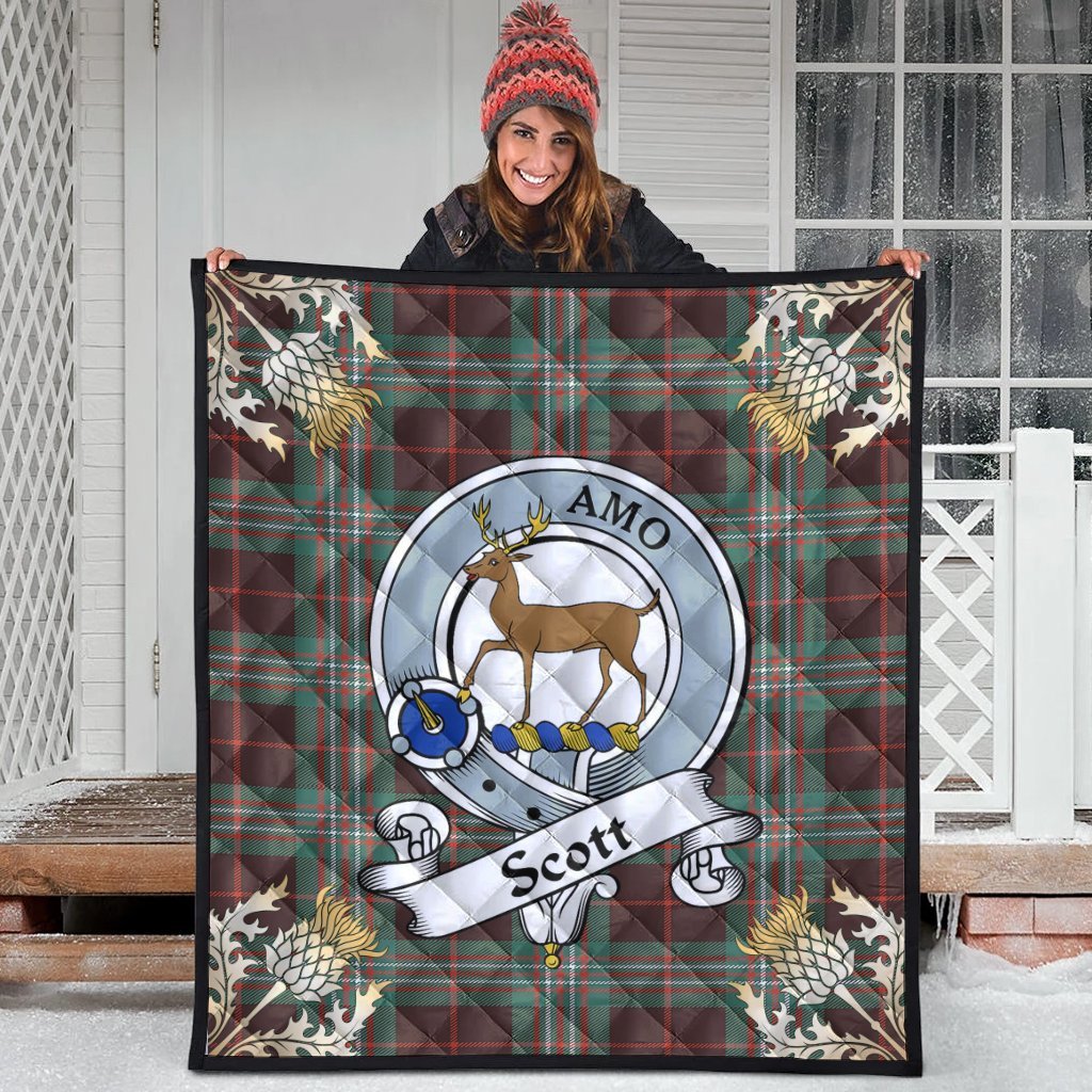 Scott Brown Ancient Tartan Crest Premium Quilt - Gold Thistle Style