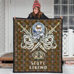 Scott Brown Modern Tartan Crest Legend Gold Royal Premium Quilt