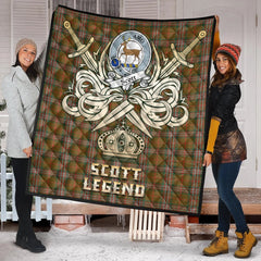 Scott Brown Modern Tartan Crest Legend Gold Royal Premium Quilt
