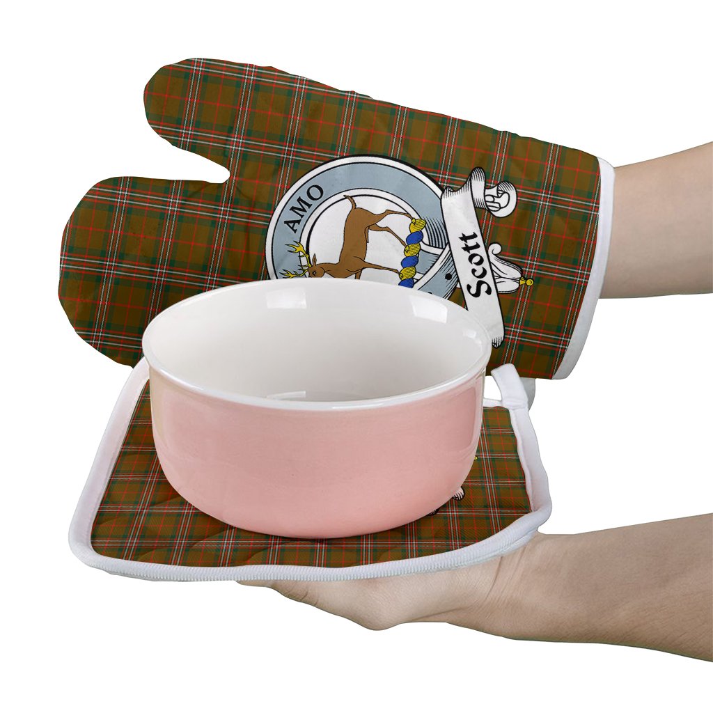 Scott Brown Modern Tartan Crest Oven Mitt And Pot Holder (2 Oven Mitts + 1 Pot Holder)