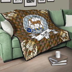 Scott Brown Modern Tartan Crest Premium Quilt - Gold Thistle Style