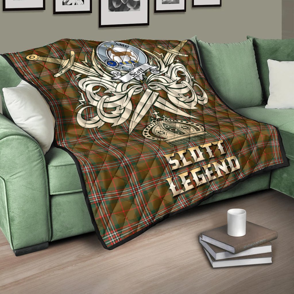 Scott Brown Modern Tartan Crest Legend Gold Royal Premium Quilt