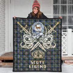 Scott Green Modern Tartan Crest Legend Gold Royal Premium Quilt